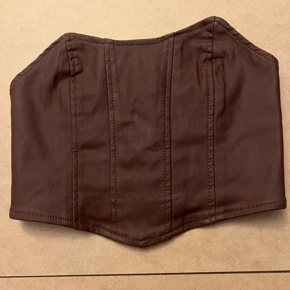 Edikted Brown leather corset top - Picture 1 of 3